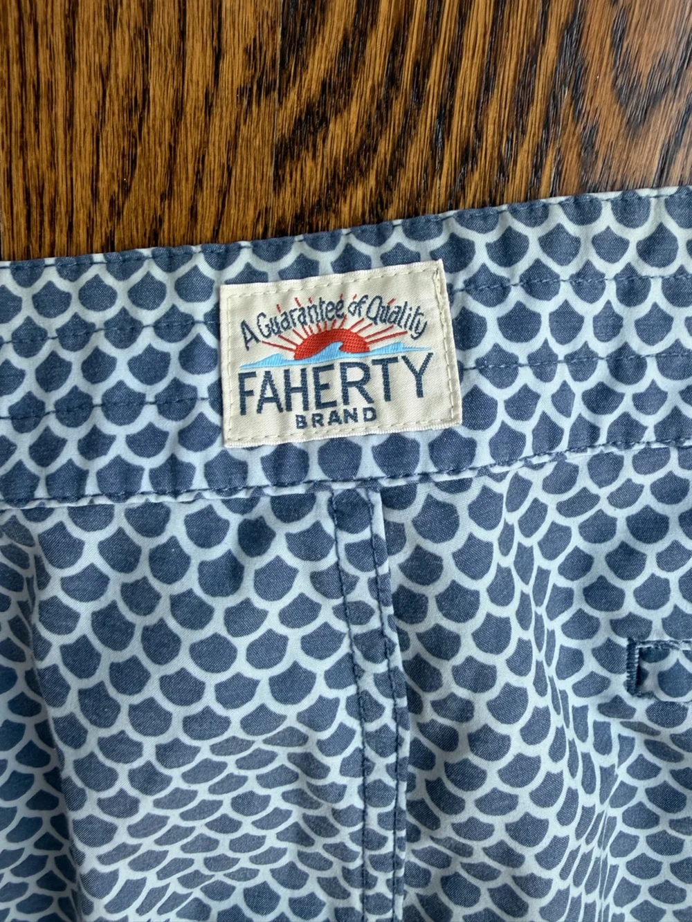 Faherty Men’s Navy and White Geometric Swim Shorts